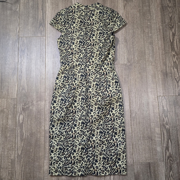 J.CREW  Dress Women 4T Leopard Animal Print Pencil Career Cotton Luxury Workware - Picture 3 of 8